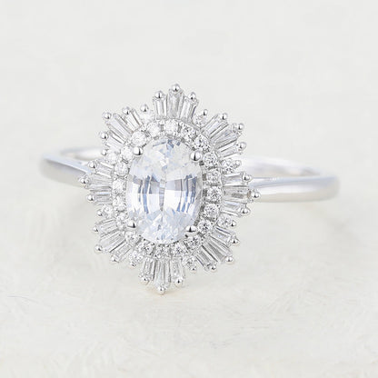 0.84 CT Oval Cluster Lab-Grown Diamond Engagement Ring