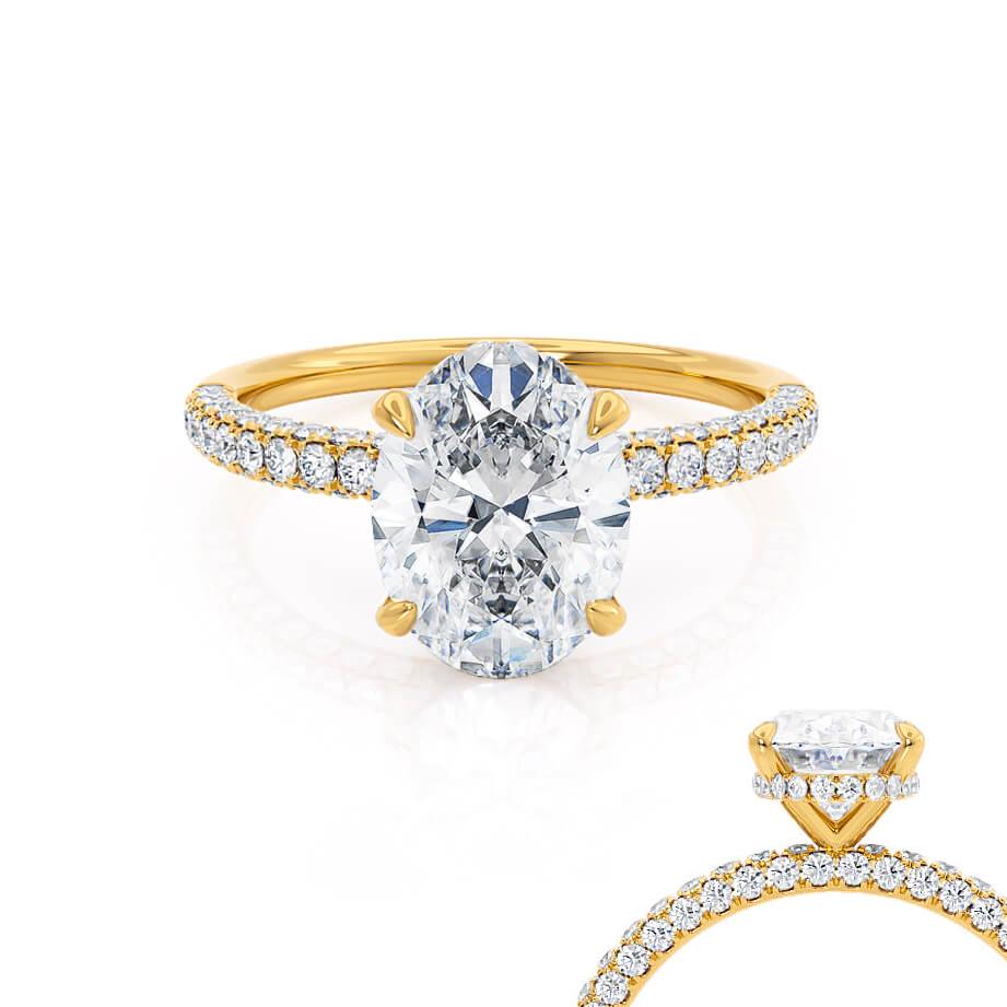 2.1 CT Oval Pave Lab Grown Diamond Engagement Ring