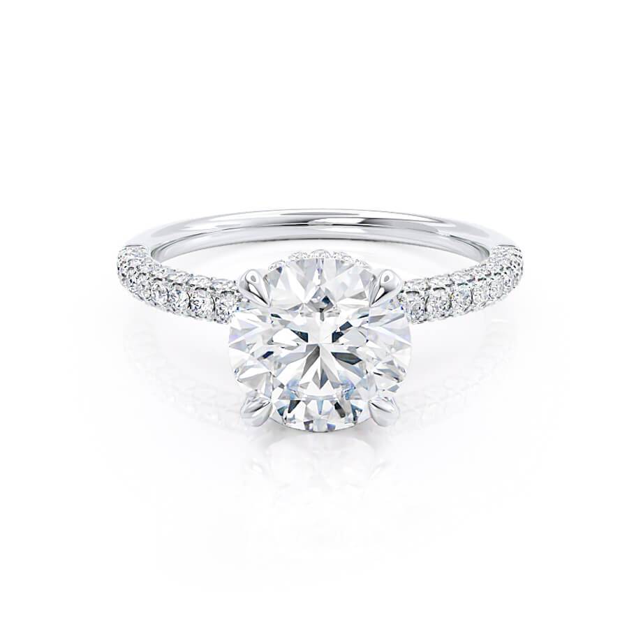 1.5 CT Round Hidden Halo & Pave Lab Grown Diamond Engagement Ring