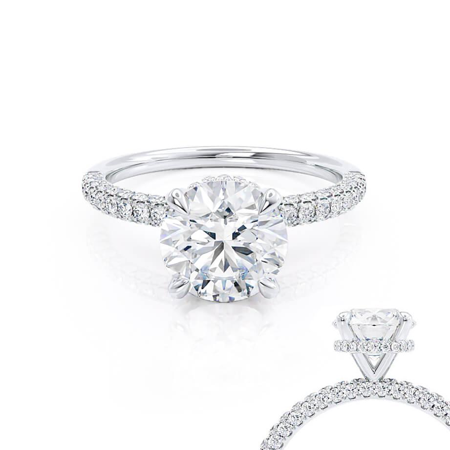 1.5 CT Round Pave Lab Grown Diamond Engagement Ring