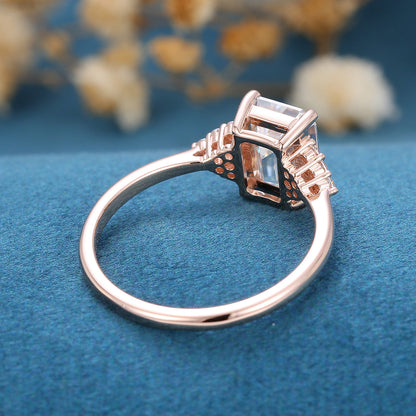 1.6 CT Emerald Cluster Lab Grown Diamond Engagement Ring
