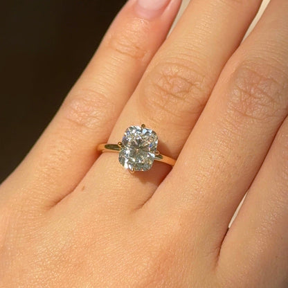 2.5 CT Elongated Cushion Hidden Halo Moissanite Engagement Ring
