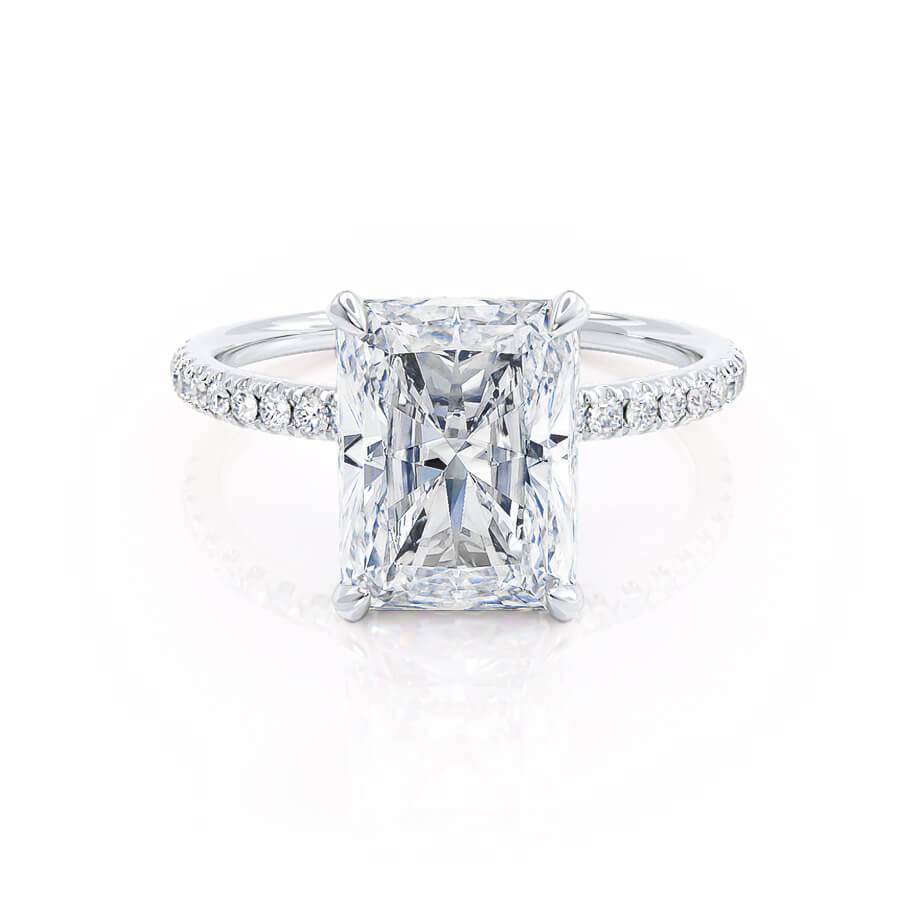 1.8 CT Radiant Hidden Halo & Pave Lab Grown Diamond Engagement Ring