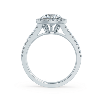 0.5 CT Round Halo, Pave & Split Shank  Lab Grown Diamond Engagement Ring