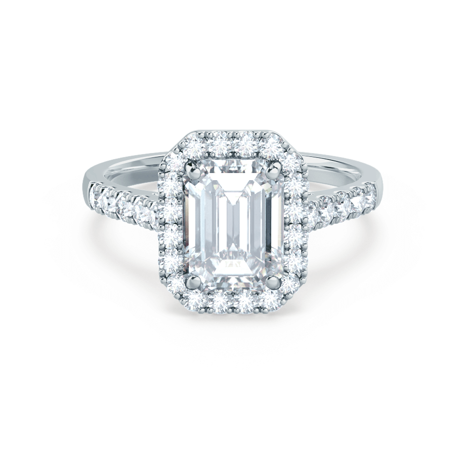 1.75 CT Emerald Halo & Pave Lab Grown Diamond Engagement Ring