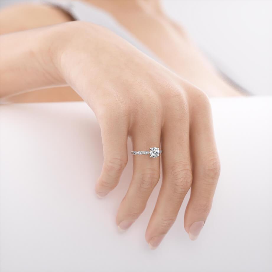 1 CT Round Pave Lab Grown Diamond Engagement Ring