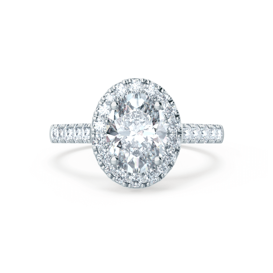 1.5 CT Oval Halo & Pave Lab Grown Diamond Engagement Ring