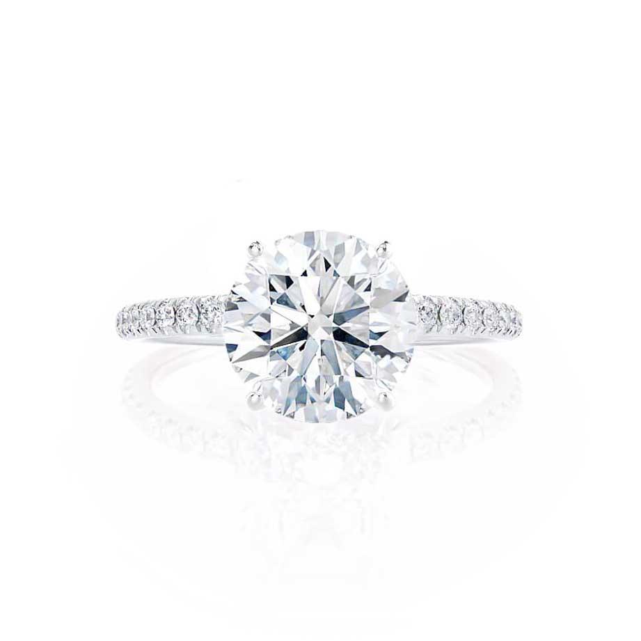 2 CT Round Pave Lab Grown Diamond Engagement Ring
