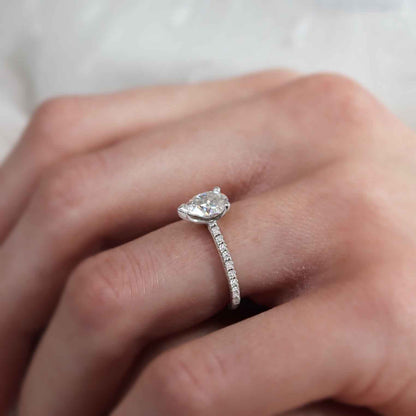 1.2 CT Pear Pave Lab Grown Diamond Engagement Ring
