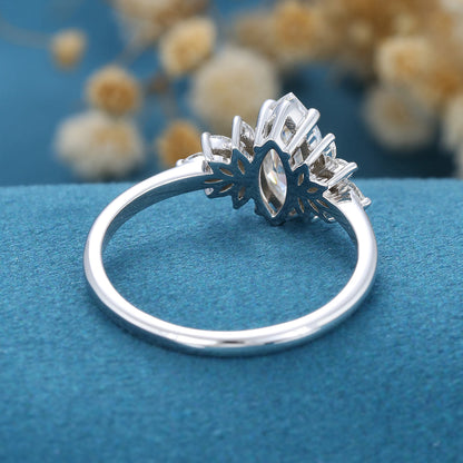 0.9 CT Marquise Cluster Lab Grown Diamond Engagement Ring