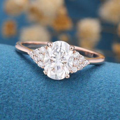 1.33 CT Oval Cluster Lab Grown Diamond Engagement Ring