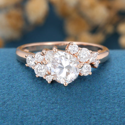 1 CT Pear Cluster Lab Grown Diamond Engagement Ring