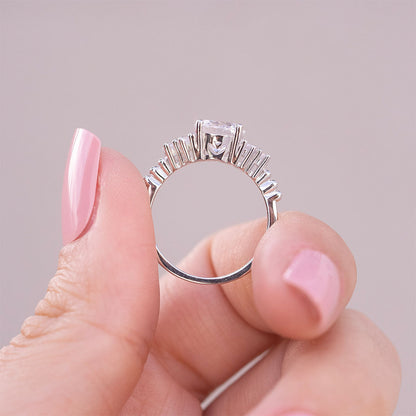 2 CT Round Cluster Lab Grown Diamond Engagement Ring
