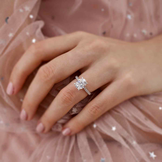 1.8 CT Oval Pave Lab Grown Diamond Engagement Ring