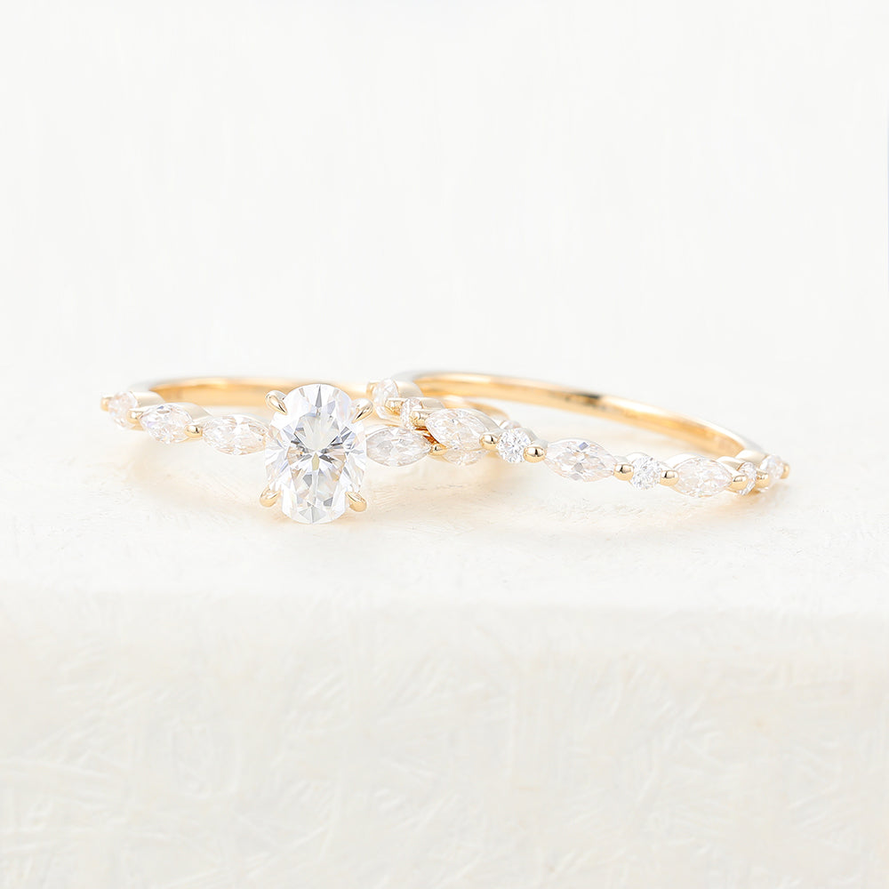 0.84 CT Oval Pave Lab Grown Diamond Bridal Set